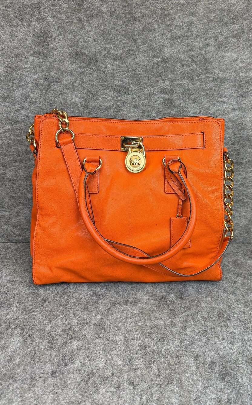Michael Kors Hamilton Large North South Orange Leather Tote Bag